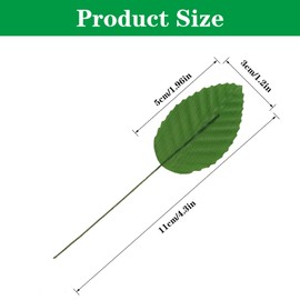 Yolev 200 Pcs Fake Leaves Crafts 10 cm Artificial Leaves Faux Silk Rose Leaves for DIY Floral Arrangements Wedding Garland Party Garden Decorations(Dark Green)