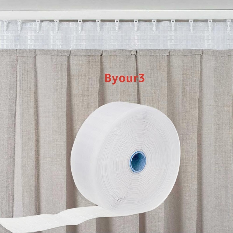 Byour3 - Curtain Tape for Wavy Curtains - White Ruffle