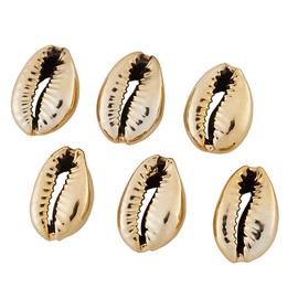 Cheriswelry 50pcs Electroplated Cowrie Shell Beads Light Gold Natural Ocean Summer Spiral Seashells for Vase Filler Fish Tank Home Party Wedding Decoration