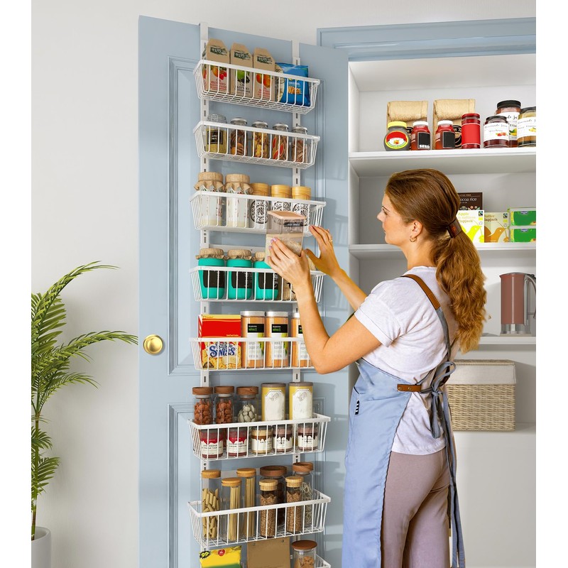 Mefirt White 12 Inch Wide Narrow Over The Door Pantry