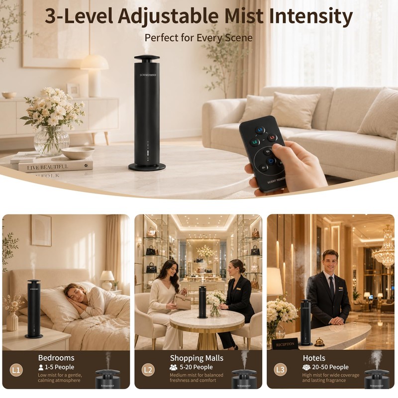 Waterless Scent Diffuser Starter Kit with 5 Scent Essential Oils,