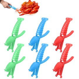 Lyreh 6pcs Crawfish Tail Peeler, 3 Colors Plastic Crawfish Shucker Tool No Dirty Hands for Easily Peeling Off Shrimp Shell(Blue & Red & Green)