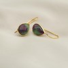 Gempires Ruby Zoisite Teardrop Crystal Earrings, Pear Shape Dangle Drop,