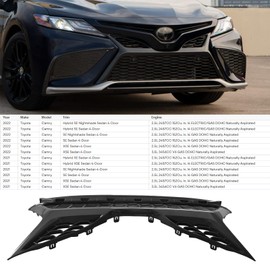 YLT AUTO Front Bumper Cover Lower Grille Replacement Shroud Black Radiator Grill Front Mesh Air Intake with Radar Holes for 2021-2022 Toyota Camry XSE SE