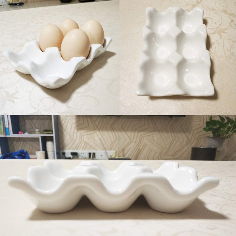 Bealuffe Ceramic Egg Holder Egg Tray Porcelain Fresh Egg Holder