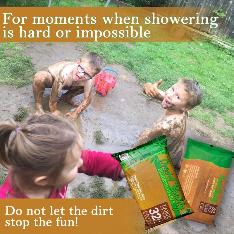 Travel Buddy Large Biodegradable Wet Wipes - Camping, Festival, Hiking,
