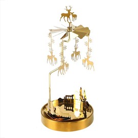 PhantomSky Rotating Candle Carousel Metal Tea Light Candle Spinner Holder, Candlestick Holders for Wedding Birthday Valentine's Day Christmas Party Decoration Home Decor Gifts - Snowflake and Deer