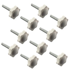 10Pcs M6x40 Star Knob Screws Thumb Screws Clamping Hand Tightening Screws Male Thread 32mm White Plastic Head Handle
