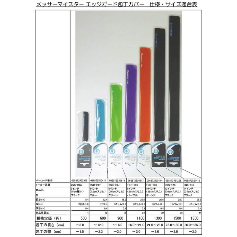 メッサーマイスター エッジガード 包丁カバー 14インチ(長さ35cmスリム幅3.1cm)黒