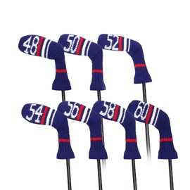Scott Edward ニットウェッジゴルフアイアンヘッドカバー7PCSクラブプロテクター48,50,52,54,56,58,60度 スコットエドワード (ブルー)
