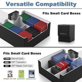 Card Deck Case for Trading Cards, Trading Card Storage Box Leather Magnetic Closure Card Deck Box Fit for MTG, YuGiOh and Sport Cards (Black)