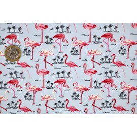 Pyrhan Flamingo 100% Pure Cotton Prints – 45 inches (114 cm Approx) Wide Fabric Sold by The metre - Perfect for Sewing Projects and Dress Making. (Sky)
