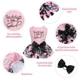 CuteBone Daddy's Little Girl Dog Dress for Small Dogs Pink Skirt Puppy Velvet Dresses Dog Clothes CVA21M-D