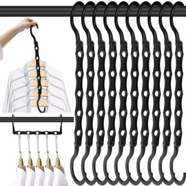 Space Saving Hangers, 10PCS Magic Hangers, 5 Holes Sturdy Plastic Hanger Clothes Organizer, Closet Organizers and Storage, Space Saver Hangers Organization - Color: Gray
