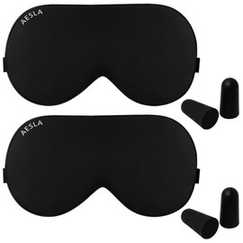 Asla Premium Silk Sleep Mask Pure Black + Earplugs, 2-Set / 애슬라 프리미엄 실크 수면안대 퓨어블랙 + 귀마개, 2세트