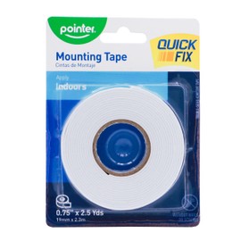 Pointer Double-Sided Mounting Tape, White, 0.75 inch x 2.5 Yards, 1.2mm Thickness, Quix Fix Indoor Adhesive