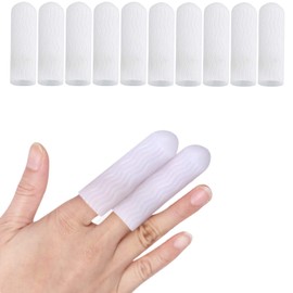 10 Pcs Silicone Finger Protectors, Gel Finger Support, Finger Sleeves Finger Caps for Finger Arthritis, Trigger Finger, Corn Blister, Friction and Rubbing. (White)
