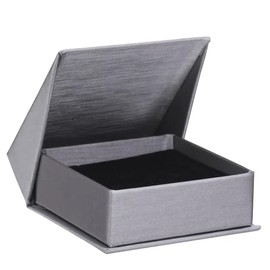 ALLUREPACK Earring/Pendant Box - Silver/Gray Colored - Silk Brushed Cardboard Paper Jewelry Gift Box With Elite Modern Angled Closure, Velvet Topped Foam Interior