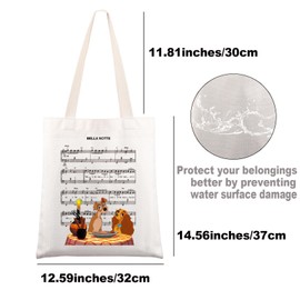JNIAP Bella Notte Tote Bag Bella Notte Gifts Lady Dog Gifts Dog Couple Shoulder Bag, Bella Notte Tb, Large