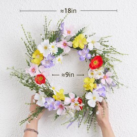 20 Inch Spring Wreaths for Front Door Summer Greenery Wreath for Front Door for All Seasons Artifical Floral Outdoor Wreaths Weatherproof for Wall Farmhouse Porch Patio Home Decor