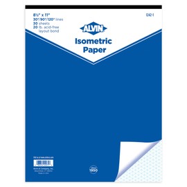 ALVIN Isometric Paper Pad 30 Sheets of 8 1/2" x 11" Model 1242-1, Drafting and Graph Paper, 20 Pound Acid-Free