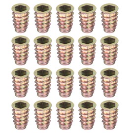 sourcing map 25Pcs Threaded Inserts, 3/8"-16x1" Zinc Alloy Hex-Flanged Nut Threaded Inserts for Wood Working Tools and Accessories