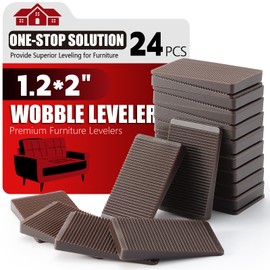Furniture Leveler 24pcs Kit Size Variety | Multi-Purpose Rubber Shim for Leveling Feet Stable | Anti-Wobble Pad for Uneven Table, Dresser Leg, Toliet and More Furniture | Prevent from Wobbling
