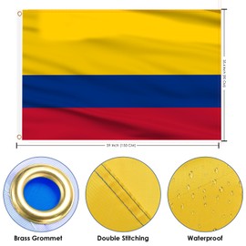 AhfuLife Colombia Flag 150 x 90 cm, 1 Piece Colombian Flag Bright Colours with Brass Eyelets, Colombia Decorative Flag for 2025 Football World Cup Olympic National Day Street Party Bar Decoration