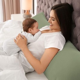 PiccoCasa Body Pillow Pillowcase with Zipper Closure, 110 GSM Brushed Microfiber Body Pillow Cover, Soft Long Pillow Cases for Body Pillows Body(20"x72") Sage