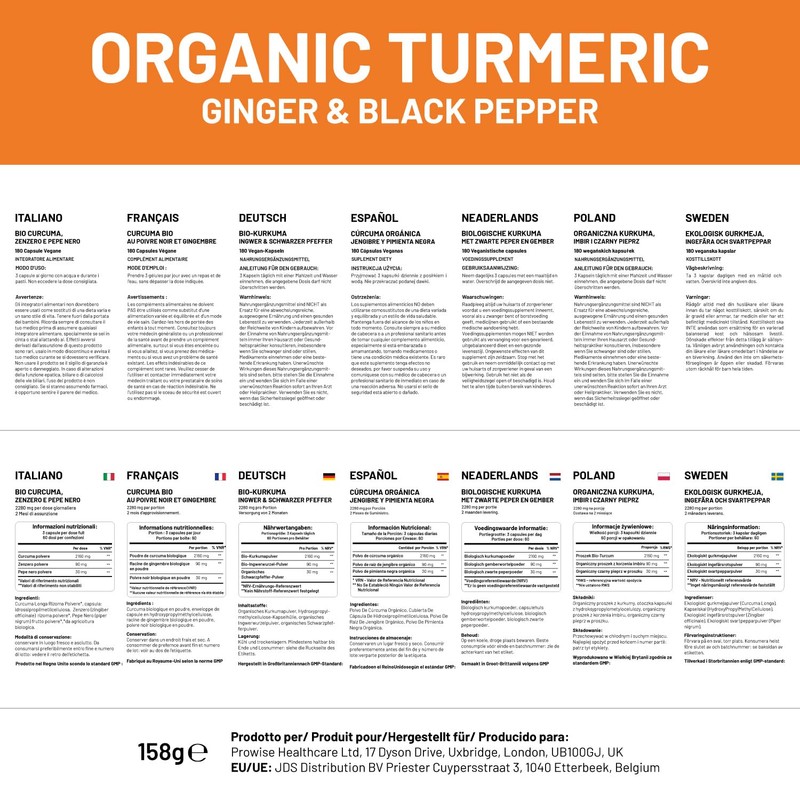 Organic Turmeric 2280 mg (High Dose) with Black Pepper &