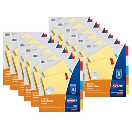 Avery Big Tab Insertable Paper Dividers, 5-Tabs, Assorted, 5/Set, 12 Sets (AVE11109-12)