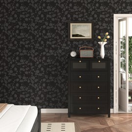 WESTICK Black Floral Peel and Stick Wallpaper Vintage Dark Floral Contact Paper for Walls Renter Friendly Removable Black Rose Wallpaper for Bedroom Accent Wall Bathroom Living Room Cabinet 17.5"x100"