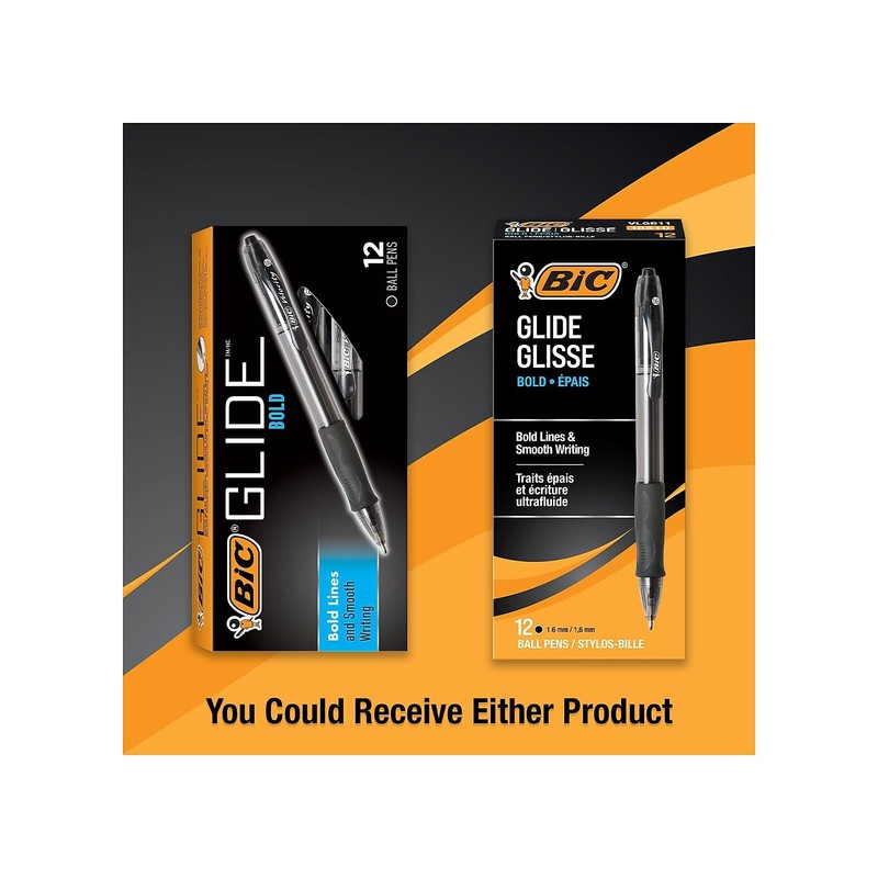 BIC BIC Glide Bold Black Ballpoint Pens, Bold Point (1.6mm),