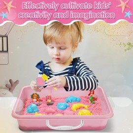 Sensory Bin Toys - Play Sand Kit for Girls Age 3-5, Mermaid Sensory Bin Filler Accessories with Sensory Sand 11 Molds Tools, Moldable Sensory Toys Creativity for Kids with Autism