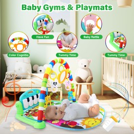 Baby Play Mat with Music and Lights, Soft Baby Floor Play Mat, Tummy Time Activity Mat with Sensory Toys, Baby Play Mat for Newborns and Infants 0-12 Months, Play Mat Baby Gym for Early Development