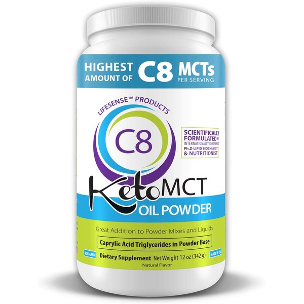 C8 Keto MCT Oil Powder Sourced from Coconut Oil, Zero Corn or Milk Derivatives, Developed in USA by PhD Nutrition, Keto Friendly