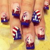 24pcs 4th of July Press on Nails Short Square Red