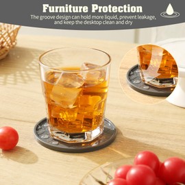 Coasters Set of 8,Hot or Cold Drink Coasters with Holder,Modern Style Coffee Table Coaster,Suitable for Kinds Cups Beer,Drink,Coffee,Anti-Overflow Tabletop Protection(Gray, 8pcs)