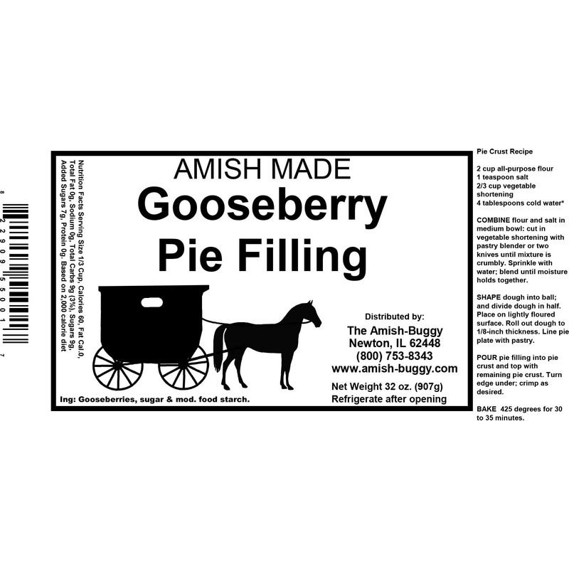 Amish Pie Filling - TWO 32 Oz Jars (Gooseberry)