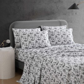 Kenneth Cole - Queen Sheet Set, Super Soft Wrinkle-Resistant Bedding with Bonus Pillowcases, Modern Home Decor, Oeko-Tex Certified (NYC Landmarks Charcoal, Queen)