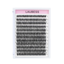Lash Clusters 40D LAUBESS Eyelash Clusters Individual Lashes Mixed Tray Cluster Lashes Kit DIY Lash Extensions at Home (40D-0.05D-9-16Mix)