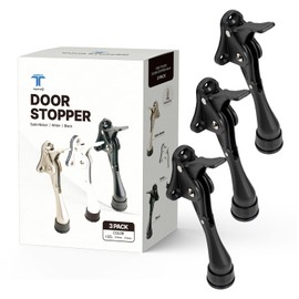 Kickdown One Touch Door Stopper 4 inch - Durable Heavy-Duty Design with Anti-Slip Door Holder Door Stop (Black, Stopper x 3pack)