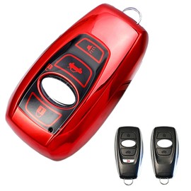 Soft TPU Remote Smart Car Key Fob Cover Case Fit for Subaru Legacy Forester Crosstrek Impreza WRX Ascent Outback Smart Remote 2019 2020 2021 (Red)