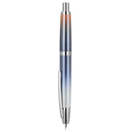 Jinhao 10 Series Press Fountain Pen Gradient Dark Blue Retractable Extra Fine Nib with Ink Converter and Metal Pen Box (Silver Clip Version)