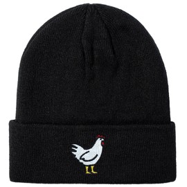 Pbgtywd Chicken Beanie Chicken Gifts for Chicken Lovers Chicken Embroidered Knit Hats for Women Men Black