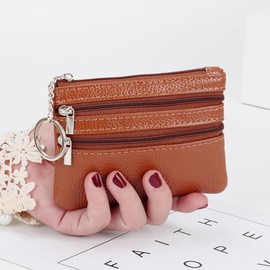 AFCJLTO Exclusive luxury leather key case for men and women with card and money compartment in elegant brown colour, high-quality design and practical key ring in pencil case, 1 piece