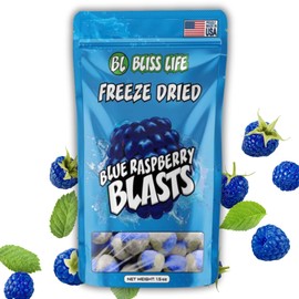 Bundle of 3 Packs of Bliss Life Freeze Dried Candy - 1.5 Oz Blue Raspberry Blasts - BundlBees