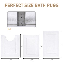 Pauwer Bathroom Rugs Sets 3 Piece Bathroom Shower Rugs with U-Shaped Contour Toilet Mat Absorbent Microfiber Plush Bath Mats Non Slip Bath Rugs Machine Washable Shaggy Bathroom Floor Mats