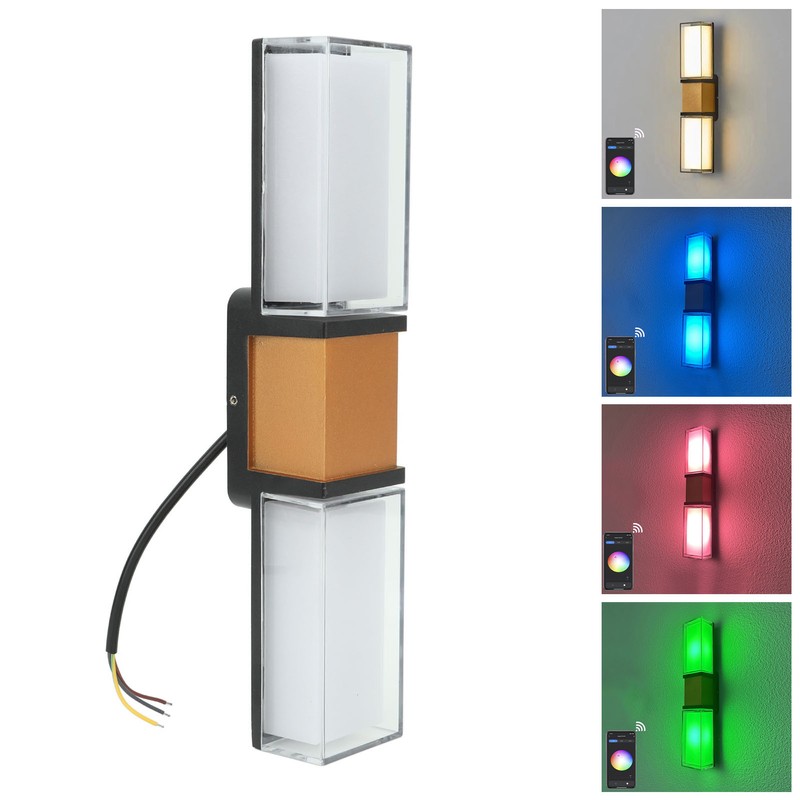 9W RGBW Color Changing Smart Wall Lights Rectangle App Control