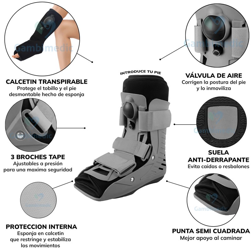 Gambimedic Bota Ferula Walker Corta Ortopedica Aire Neumatica Premium (Mediana/Medium)